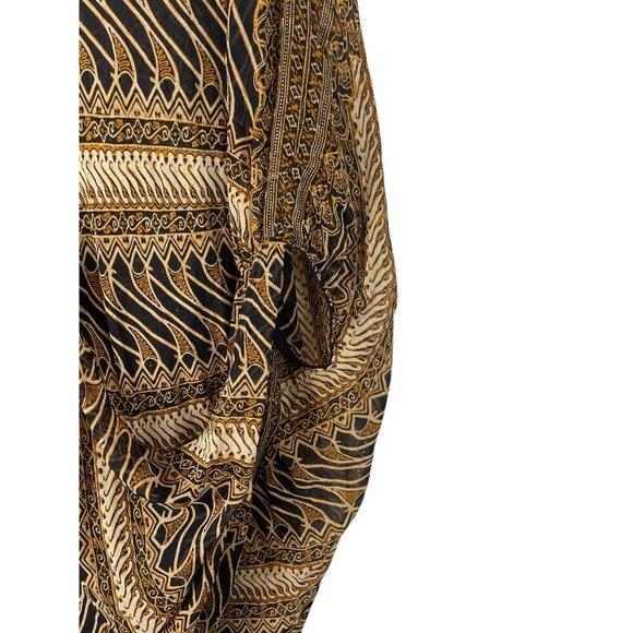 Silk Beaded Tunic Top Sheer Neutral Fall O/S - Picture 2 of 8